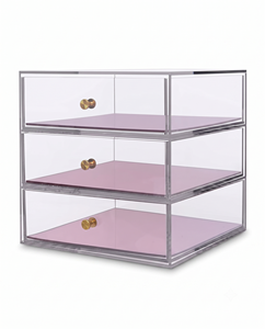 1 Level Modern Eco-friendly Acrylic <b>Drawer</b> <b>Storage</b> Case for Organizing Makeup Office Supplies Clear Container for Home Office - Product Image 5