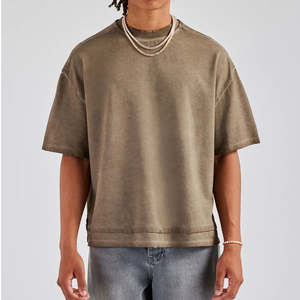 Heavyweight Cropped <b>Box</b> Fit t Shirt Tee <b>Box</b> Fit 100% Cotton <b>Drop</b> Shoulder Oversized Boxy T Shirts for Men - Product Image 6