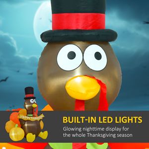 Globo Inflable de 5 pies con Diseño de Pavo y Calabaza de Acción de Gracias con Luces LED, Decoración Inflable para Jardín, Patio y Festividades - Product Image 4