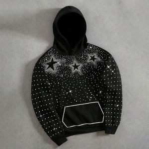 Sudadera con Capucha Personalizada para Hombre, Invierno, 100% Algodón, Diseño de Puntos, Transpirable, con Pedrería, Estilo Casual - Product Image 6