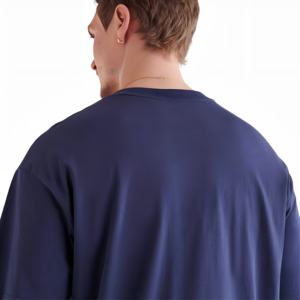 Camiseta de Algodón Azul Marino para Hombre, Estilo Casual, con Bolsillo, Manga Corta, Moda de Verano, Top Básico, Logotipo Personalizado, Proveedor Mayorista - Product Image 5