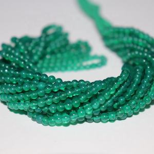 Cuentas redondas de ónix verde para fabricación de joyas, cuentas lisas de ónice verde, para hacer joyas - Product Image 1