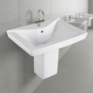 Lavabo demi-pied en céramique moderne européen Eros Square, luxe, à fixation murale, pour usage hospitalier, exportation Inde - Product Image 3