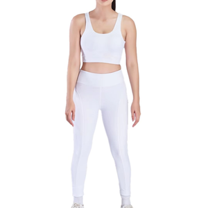 Ensemble de yoga pour femmes personnalisable, best-seller, 2 pièces, respirant, vêtements de sport, avec taille élastique - Product Image 1