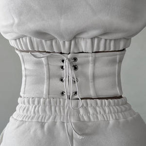 Survêtement 2 pièces en molleton uni coupe classique pour femme, personnalisé OEM, automne - Product Image 6