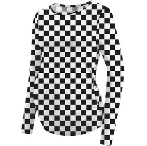 T-shirt de maternité rayé à col rond, coupe ajustée, en coton, pour l'extérieur, service OEM, haut de grossesse et d'allaitement à manches longues - Product Image 4