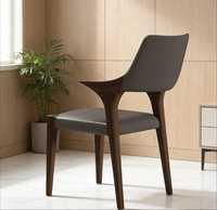 Chaise de salle à manger moderne en bois massif chêne miel avec dossier à lattes verticales, assise confortable pour cuisine, restaurant professionnel et café