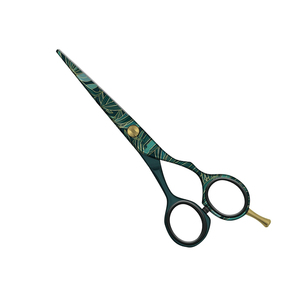 Green <b>Engraved</b> Pattern Hairdressing Scissors Adjustable Tension J2 Stainless Steel Professional Salon Shears 5.5" Barber Scissor - Product Image 3