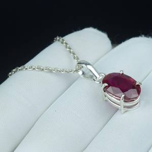 Pendentif rubis rouge en argent sterling 925, collier bohème fait main, cadeau surprise pour elle, bijoux - Product Image 3