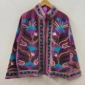 Fancy Handcrafted Suzani Velvet <b>Jacket</b> Floral Elephant Embroidery Style For Unisex Boho <b>Hippie</b> coat Indian Wholesaler Of <b>Jacket</b> - Product Image 3