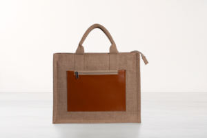 Designer Jute Bag with PU Leather Pocket Multi Functional Eco Friendly <b>Tote</b> for Daily Use - Product Image 2