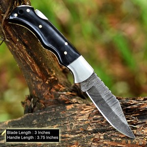 Wholesale Best Quality Industrial Grade Damascus Steel Pocket Knife EDC Razor Sharp <b>Back</b> Lock Folding Knives <b>Drop</b> Point Blade - Product Image 4