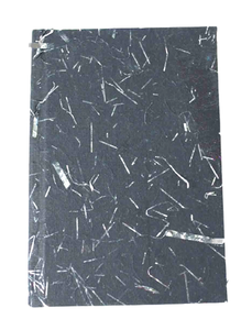 Carnet en papier de coton fait main en gros, noir avec paillettes dorées, intérieur moucheté, couverture rigide - Product Image 1