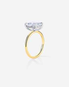 Bague de Fiançailles Solitaire en Or Massif 14K avec Diamant de Laboratoire Radiant, Sertie Halo à Griffes, Bijou d'Anniversaire et de Demande en Mariage, Fabricant de Bagues - Product Image 3