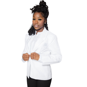 <b>White</b> Blazer <b>for</b> <b>Women</b> Elegant Tailored Lapel <b>Jacket</b> Long Sleeve Formal Business Casual Office Wear Stylish Ladies Fashion - Product Image 1