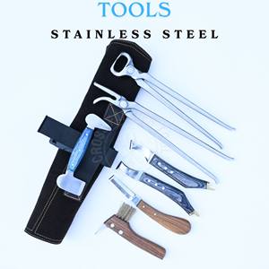 Farrier Tools Kit with Cleaning Brush Black Hoof Knife Hoof Nipper Alligator Clincher Dual Side Blade Loop Knife Brass End - Product Image 3