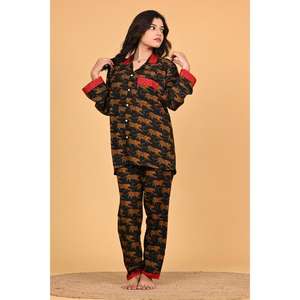 Conjunto de Pijama de Verano para Mujer, Hecho a Mano, de Polycrape, con Estampado Indio, Suave, Transpirable, para Todas las Temporadas, Elegante Ropa de Dormir - Product Image 4