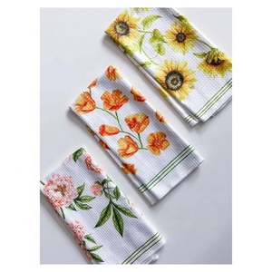 Chiffons de nettoyage de vaisselle en coton gaufré imprimés numériquement, écologiques, personnalisables, de marque indienne, 40x60cm, serviettes de cuisine - Product Image 1