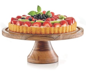 Soporte para Tartas de madera hecho a mano con acabado suave, perfecto para fiestas, pedestal elegante, mejora la presentación de postres - Product Image 1