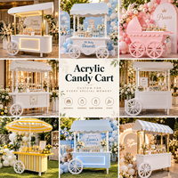 Chariot à bonbons personnalisé avec roues, chariot de présentation de desserts pour mariage, anniversaire, baby shower, décoration de fête, location pour événements