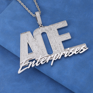Pendentif AOE Enterprise en Moissanite pour Homme, Argent 925, Personnalisable avec Nom, Collier Hip Hop Iced Out, Bijou Léger et Audacieux - Product Image 3