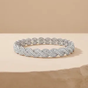 Bracelet à maillons plaqué or 14 carats RAMDUT IMPEX, serti de diamants taille brillant, style hip-hop, unisexe, pour usage quotidien, IGI - Product Image 2
