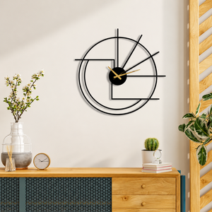 Modern Geometric Metal <b>Wall</b> <b>Clock</b> Abstract Round Designer <b>Clock</b> Black Gold Decorative <b>Wall</b> Art Contemporary <b>Living</b> <b>Room</b> Home - Product Image 5