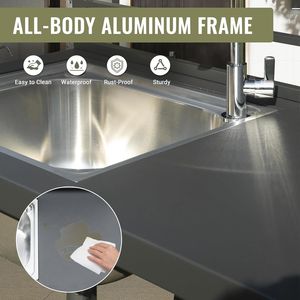 Aluminum Outdoor Kitchen Island <b>Storage</b> with Stainless Steel Sink Faucet Drainboard Free Shipping - Product Image 3