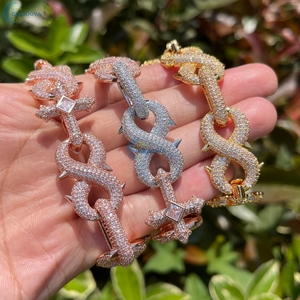 Bracelet en argent sterling 925 serti de diamants de laboratoire, motif infini et croix, style hip-hop pour homme, style rappeur. - Product Image 4