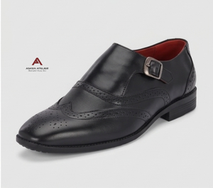 Zapatos de Vestir Asken Atelier Monk Strap para Hombre, Negros, de Cuero Genuino, Punta Puntiaguda, Cierre con Hebilla, Cómodos, Antideslizantes, Flexibles y a la Moda - Product Image 2