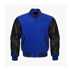 Stonefield Manufacturing 2023 Unisex Varsity Bomber <b>Jacket</b> Coated Stand Collar Front Logo Customized Leather Sleeve Cotton - Product Image 1