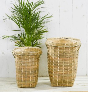 Combo handwoven <b>bamboo</b> bin for sale lidded <b>basket</b> hamper lowest price natural storage bins - Product Image 6