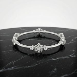 Bracelet à maillons classique en argent sterling or rose avec diamants floraux pour femme - Élégance intemporelle, luxe pour mariage, anniversaire, fête - Product Image 2