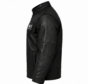 INDEX SPORTS WEAR Chaqueta de Cuero PU Negra para Hombre, Estilo Motero, Cuello Alto, Cierre de Cremallera, para Otoño - Product Image 4