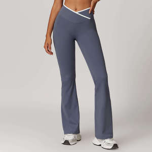 Legging évasé taille mi-haute pour femme, long, à carreaux, en Spandex/Polyester, écologique, effet ventre plat, extensible dans les quatre sens - Product Image 2