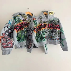 Conjunto de Sudadera con Capucha y Pantalones Cortos de Felpa 100% Algodón con Lavado Ácido Personalizado, Bordado Gráfico 3D, Estilo Urbano Hip Hop - Product Image 1