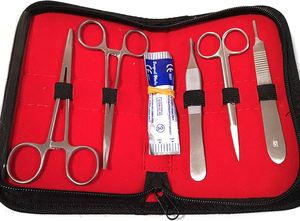 Kit de Cirugía Menor Estéril, Juego de Instrumentos Quirúrgicos de Acero Inoxidable, Kit Médico Reutilizable con Tijeras, Pinzas y Espátula para el Cuero Cabelludo - Product Image 2