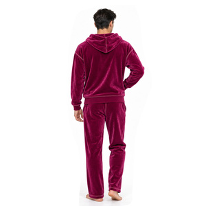 Ensemble de survêtement en velours pour homme, sweat à capuche demi-zip, pantalon droit avec coutures contrastées, poches latérales, deux pièces, tenue décontractée - Product Image 2
