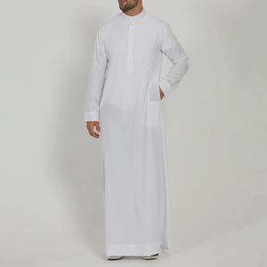 Túnica Árabe Tradicional y Elegante para Hombre, Thawb de Color Sólido en Algodón y Lino, Largo hasta el Suelo, Ligero, Transpirable, de Manga Larga, Informal - Product Image 6