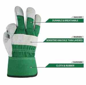 Gants de travail en cuir de vachette pour adultes, respirants, pour la construction et le soudage, résistants à la chaleur, style uni, pour un usage quotidien - Product Image 3