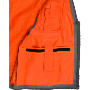 Chaleco de seguridad reflectante de poliéster transpirable de alta visibilidad para hombre con detección de agujas, uniforme de seguridad con múltiples bolsillos y cremallera. - Product Image 5