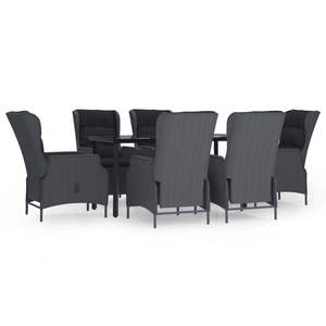 Conjunto de Comedor de Jardín de Ratán Sintético Gris Oscuro con Reposabrazos Ajustables Grandes - Product Image 2