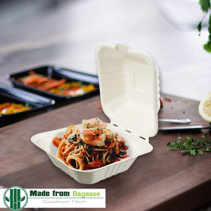 Heavy Duty Waterproof Eco-Friendly Biodegradable Clamshell Takeout Containers Compostable Bagasse Food <b>Boxes</b> Lids Disposable OEM - Product Image 6