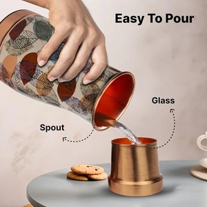 Bouteille d'eau portable en cuivre personnalisable avec motif feuille bohème pour la vente en gros - Product Image 5