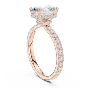 Bague de fiançailles unisexe en or massif 18 carats avec diamant de laboratoire taille radiant d'un, cinq carats, halo caché, pour mariage de luxe - Product Image 6