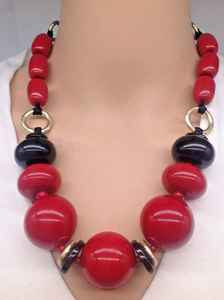 Trendy Handcrafted Resin Beaded <b>Necklace</b> Bold <b>Statement</b> Piece Colorful Unique Design Unisex Vintage Geometric Fashion Lovers - Product Image 4