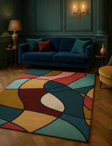 Alfombra Personalizable de Lana/Seda Moderna, Anudada a Mano, Antideslizante, Apta para Mascotas, Abstracta, para Ejercicio, Oración, Sala de Estar, Bar, Varios Tamaños - Product Image 5