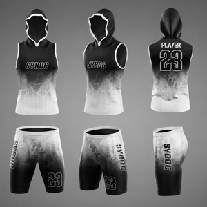 Conjunto de Uniforme de Fútbol 7v7 Sublimado, Sin Mangas, con Capucha, Personalizado con Nombre y Número, Pantalones Cortos con Estampado de Humo para Hombre - Product Image 3