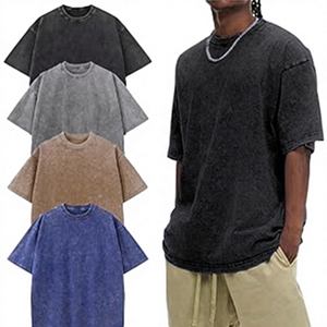 เสื้อยืดผู้ชายทรงโอเวอร์ไซส์ ผ้าฝ้าย 100% สไตล์วินเทจ ระบายอากาศได้ดี คอกลม แขนสั้น ทรงลำลอง สีน้ำเงิน เทา ดำ เบจ - Product Image 3