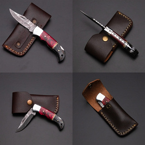 Couteau pliant artisanal en acier Damas, manche en bois de qualité supérieure, lame pointue, couteau de poche EDC pour le camping, la randonnée, la survie en plein air - Product Image 4